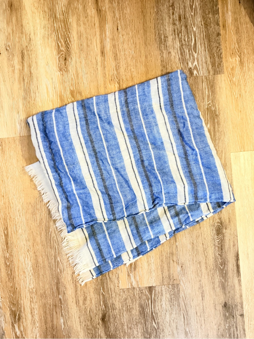 Blue and White Striped Scarf